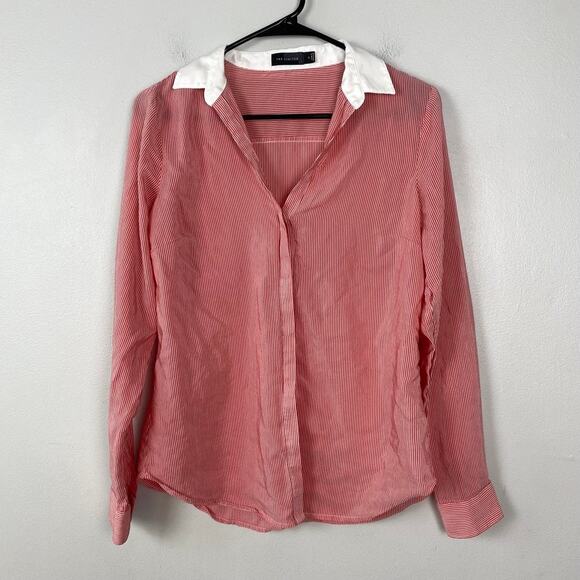 The Limited Red Pinstripe Button Down Shirt Contrast Collar Office Size Small - Picture 1 of 8